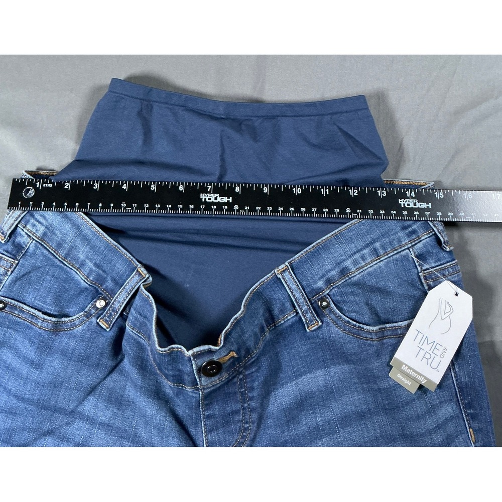 Time and Tru Womens Maternity Straight Leg Jeans‎ Blue Medium Wash Small 4-6 NWT - Picture 2 of 12